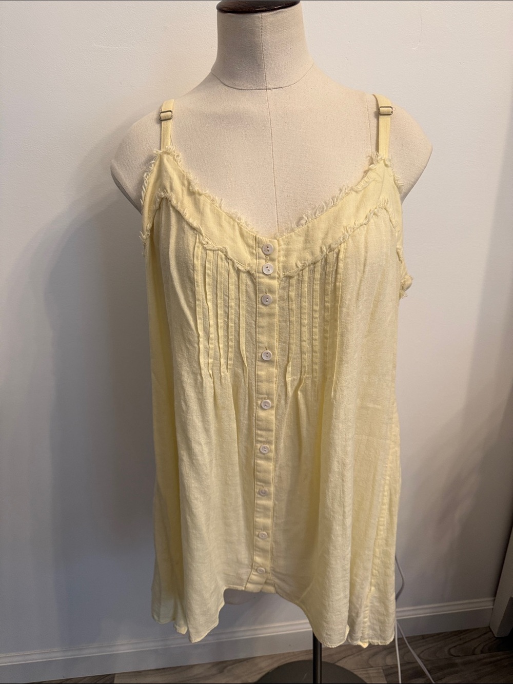 Light Yellow Button-Front Cami Tank
